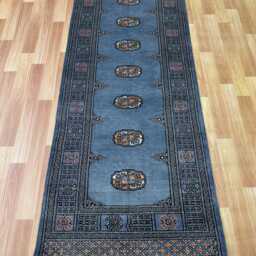2.6x7 Gray Color Bokhara Rug - Runner Hallway Luxury Bukhara Fine Quality Woolen Afghan - thumbnail 2