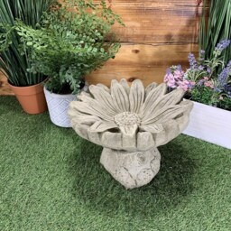 Stone Garden Flower Floral Daisy Bird Bath Statue Ornament - thumbnail 3