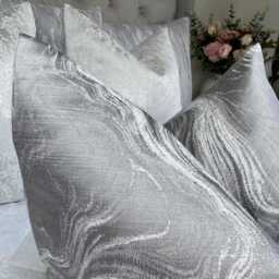 Luxurious Silver Grey Cushion Cover With Marble Design, Throw Pillow For Sofa Or Bed - Designer Alexis Fabric - thumbnail 2