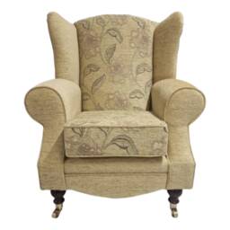 Floral Wingback Fireside Chair Queen Anne Style Accent Chair - thumbnail 4