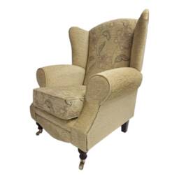 Floral Wingback Fireside Chair Queen Anne Style Accent Chair - thumbnail 2