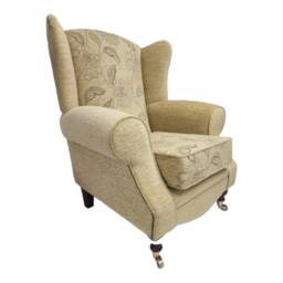 Floral Wingback Fireside Chair Queen Anne Style Accent Chair