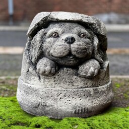 Funny Spaniel Under Bucket Statue Stone Cocker Garden Decor Playful Dog Sculpture Cement Figure Pet Figurine Dog Lover Gift - thumbnail 3