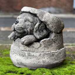 Funny Spaniel Under Bucket Statue Stone Cocker Garden Decor Playful Dog Sculpture Cement Figure Pet Figurine Dog Lover Gift - thumbnail 4