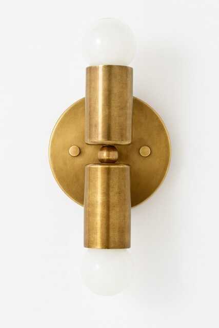 Mid-Century Brass Wall Sconce 2 Light - Handmade Light Fixture Bathroom Lighting - image 1