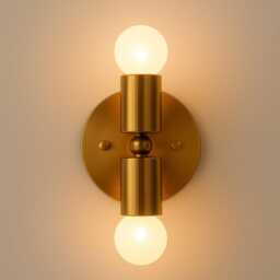 Mid-Century Brass Wall Sconce 2 Light - Handmade Light Fixture Bathroom Lighting - thumbnail 2
