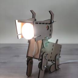 Plywood Dog Lamp Wooden Kids Night Light & Organizer - thumbnail 2