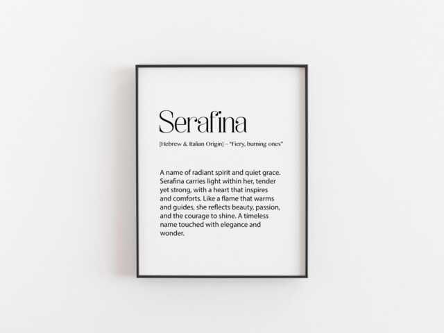 Serafina Name Meaning Print - Personalized Definition Wall Art, Minimalist Typography Poster, Baby Nursery Or Family Gift Physical - image 1
