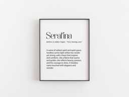 Serafina Name Meaning Print - Personalized Definition Wall Art, Minimalist Typography Poster, Baby Nursery Or Family Gift Physical - thumbnail 1