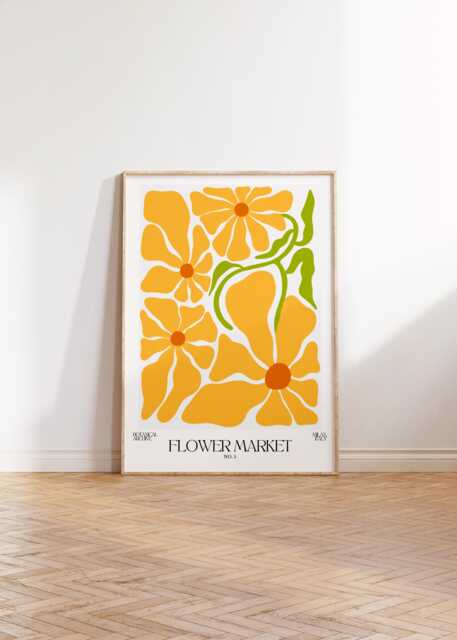 Flower Market - Milan, Chic, Modern Print, Gallery Wall, Art, Cute Boho Poster, Vibrant, Botanical Yellow A4/A5/A3/A2/8x10/5x7 - image 1