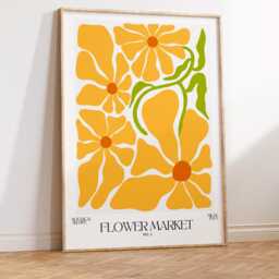 Flower Market - Milan, Chic, Modern Print, Gallery Wall, Art, Cute Boho Poster, Vibrant, Botanical Yellow A4/A5/A3/A2/8x10/5x7 - thumbnail 2