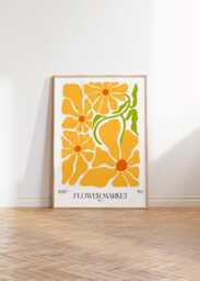 Flower Market - Milan, Chic, Modern Print, Gallery Wall, Art, Cute Boho Poster, Vibrant, Botanical Yellow A4/A5/A3/A2/8x10/5x7 - thumbnail 1