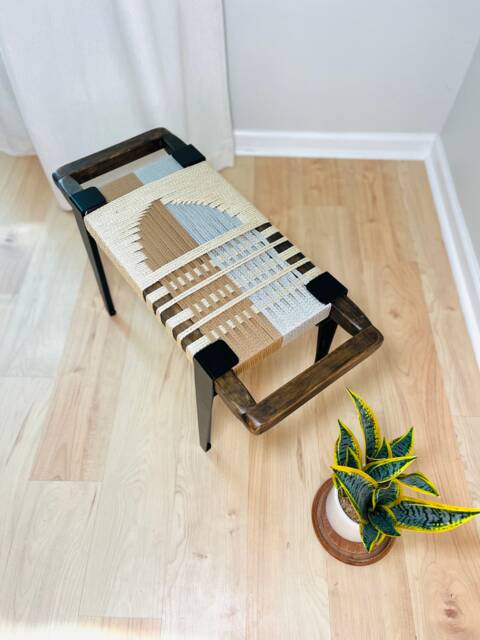 Hand-Woven Entryway Bench Mcm Style End Of Bed & Mudroom Seating - Custom-Made, Multiple Sizes - image 1