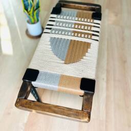 Hand-Woven Entryway Bench Mcm Style End Of Bed & Mudroom Seating - Custom-Made, Multiple Sizes - thumbnail 3