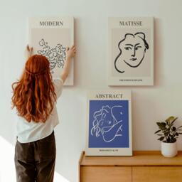 Canvas Art Set Of 3 - Posters in The Modern & Style Henri Matisse, Blue Wall Art, Artwork Decor - thumbnail 1