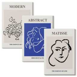 Canvas Art Set Of 3 - Posters in The Modern & Style Henri Matisse, Blue Wall Art, Artwork Decor - thumbnail 2