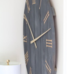 Large Wooden Wall Clock - Natural Wood Roman Numerals Oversized Farmhouse Modern Home Decor - thumbnail 3