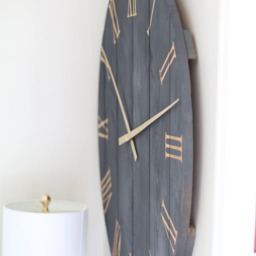 Large Wooden Wall Clock - Natural Wood Roman Numerals Oversized Farmhouse Modern Home Decor - thumbnail 2