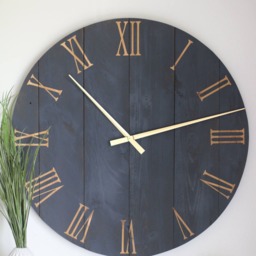 Large Wooden Wall Clock - Natural Wood Roman Numerals Oversized Farmhouse Modern Home Decor - thumbnail 4