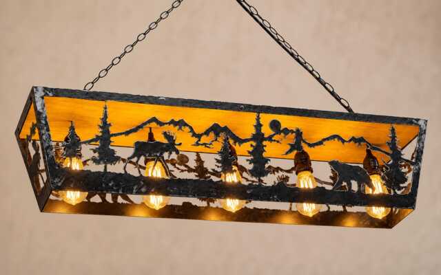 Rustic Ceiling Light, Moose & Bear Cabin Chandelier, Pendant Lighting Fixture - image 1