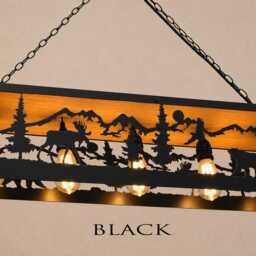 Rustic Ceiling Light, Moose & Bear Cabin Chandelier, Pendant Lighting Fixture - thumbnail 3