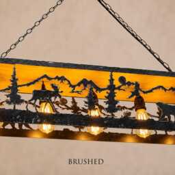 Rustic Ceiling Light, Moose & Bear Cabin Chandelier, Pendant Lighting Fixture - thumbnail 2