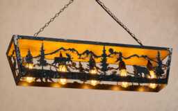 Rustic Ceiling Light, Moose & Bear Cabin Chandelier, Pendant Lighting Fixture - thumbnail 1