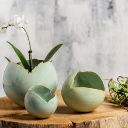 Set Of 3 Light Green Ceramic Planters - Modern Centerpiece & Home Decor - thumbnail 3