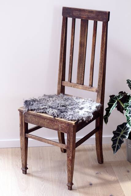 Faux Sheepskin Stool Cover, Natural Wool Chair Cushion - image 1