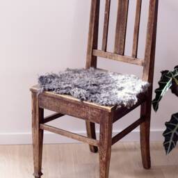 Faux Sheepskin Stool Cover, Natural Wool Chair Cushion - thumbnail 2