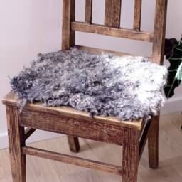 Faux Sheepskin Stool Cover, Natural Wool Chair Cushion - thumbnail 3