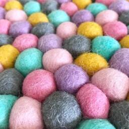 Nursery Rug - Unicorns in The Mist Free Shipping Felt Ball Decor Play Mat Wool Pom - thumbnail 3