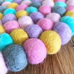 Nursery Rug - Unicorns in The Mist Free Shipping Felt Ball Decor Play Mat Wool Pom - thumbnail 1