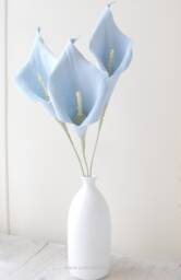 4Th Wedding Anniversary Gift, Vintage Blue Linen Lilies, Gift Wife, Husband, Couple, Flower Art Sculpture, Vase Not Included