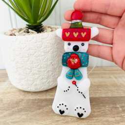 Polar Bear Fused Glass Christmas Decoration - Ornament, Cornwall, Cornish Fused Glass By Kirstyn Smith - thumbnail 3