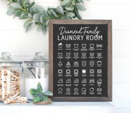 Personalized Laundry Wall Decor Art - Clothing Symbols Guide Custom Gift Gifting Farmhouse Print, Framed Print Or Canvas Sign - thumbnail 1