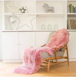 Beautiful Dusky Pink Sheepskin Rug, Double Sheepskin, Long Nursery, Bedroom, Girls Room, Bed Throw, Chair Cover, Hygge, Interior Decor - thumbnail 1