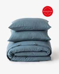 Gray Blue Linen Duvet Cover Set Queen King Bedding Coastal