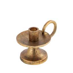 Short Taper Candle Holder Antique Brass - Handmade Aluminum Table Decor & Gifting - thumbnail 2