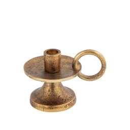 Short Taper Candle Holder Antique Brass - Handmade Aluminum Table Decor & Gifting - thumbnail 4