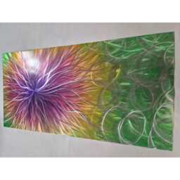 Modern Abstract Metal Wall Art, Silver, Orange, Pink, Purple & Green. Indoor Outdoor - thumbnail 4