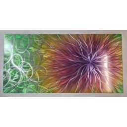 Modern Abstract Metal Wall Art, Silver, Orange, Pink, Purple & Green. Indoor Outdoor - thumbnail 3