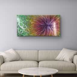 Modern Abstract Metal Wall Art, Silver, Orange, Pink, Purple & Green. Indoor Outdoor - thumbnail 2