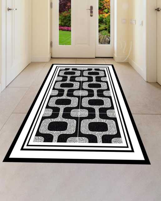 Black & White Abstract Vinyl Floor Mat, Kitchen Rug - image 1