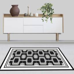 Black & White Abstract Vinyl Floor Mat, Kitchen Rug - thumbnail 3