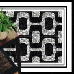 Black & White Abstract Vinyl Floor Mat, Kitchen Rug - thumbnail 2