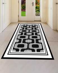 Black & White Abstract Vinyl Floor Mat, Kitchen Rug - thumbnail 1