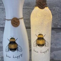 Bee Decoupage Light Up Bottle & Matching Vase - Bumble Nee Mother's Day Gift - thumbnail 2