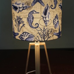 Seashells Coastal Lamp Shade - Nautical Lampshade Sea Shells, Horse, Coral, Blue, Seaside, Beach Decor - thumbnail 3