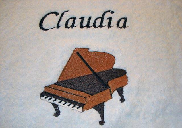 Towel Embroidered With Grand Piano & Nametowel Musical Instrument - image 1